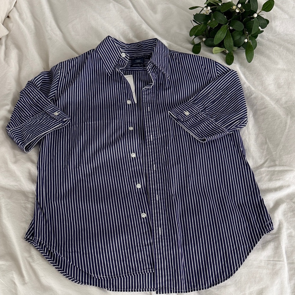 Ralph Lauren Navy Striped Button Down Shirt